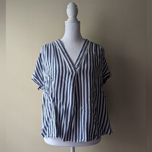 Gap Blue White Striped Short Sleeve Top XL